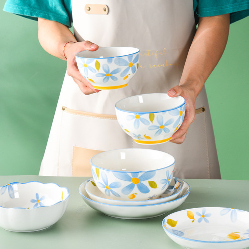 Plate Ins Style Cute Lemon Ceramic Rice Bowl Household Plate Bowl Tableware Wholesale