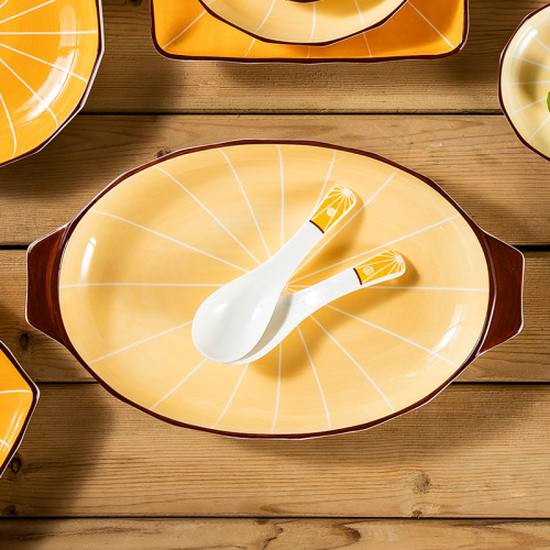 ceramic fish plate oven trend orange online celebrity gift tableware household golden age