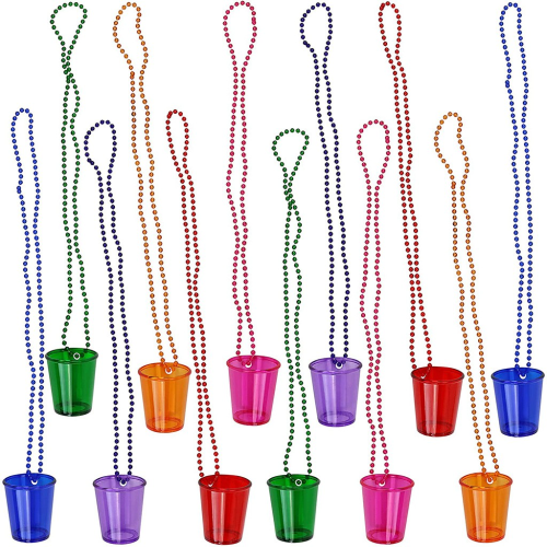 hot sale ball party plastic transparent bead chain cup bachelor party irish festival string bead necklace small wine glass
