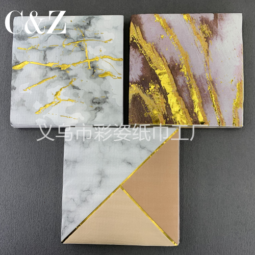 Gilding Series Napkin Tissue Foreign Trade Printing Napkin Square Tissue Double Layer Tissue Factory Direct Sales