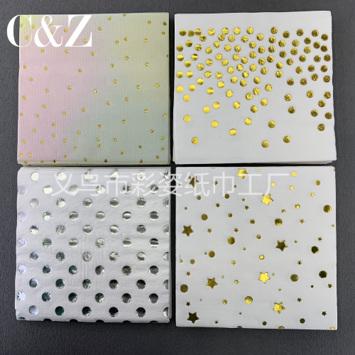 Gilding Series napkin Tissue Foreign Trade Printing Napkin Square Tissue Double Layer Tissue Factory Direct Sales 