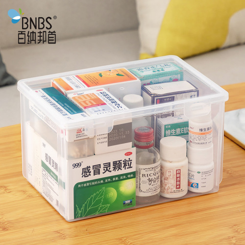 rectangular transparent plastic medicine box packaging transparent box health care products storage box finishing dustproof desktop storage box