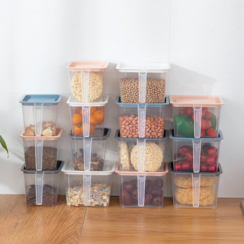 square transparent crisper with handle refrigerator crisper food storage box with lid storage box grains finishing box