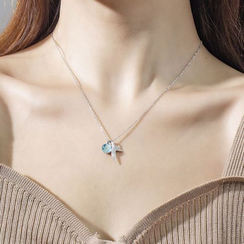 Ornament Mermaid Bubble Necklace Korean 925 Sterling Silver Crystal Clavicle Chain Women‘s Japanese and Korean Temperamental All-Match Fishtail Necklace