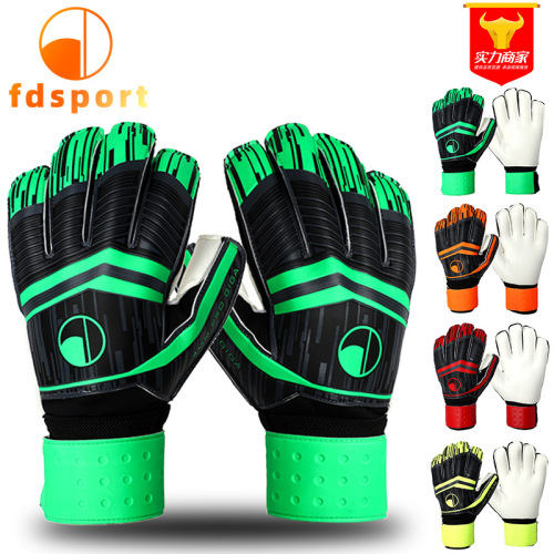 Cross-Border Football Goalkeeper Gloves Non-Slip Children‘s Competition Latex Wear-Resistant Gloves Door Breathable Finger Guard Gloves