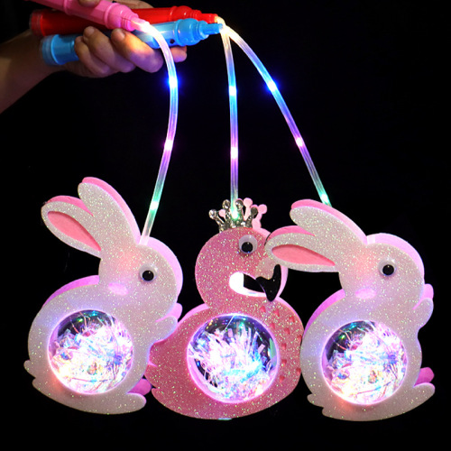 new year cartoon flash portable sky ball lantern led luminous toy rabbit wave ball night market stall wholesale
