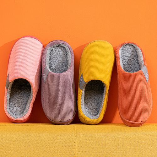 Cotton Slippers Couple Household Indoor Home Cotton Slippers Women‘s Warm Non-Slip Plush Cotton Shoes Men‘s Winter