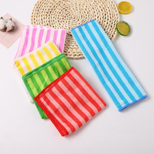 new double color strip rag 5 pieces household microfiber lint double-color striped rag baiji cloth