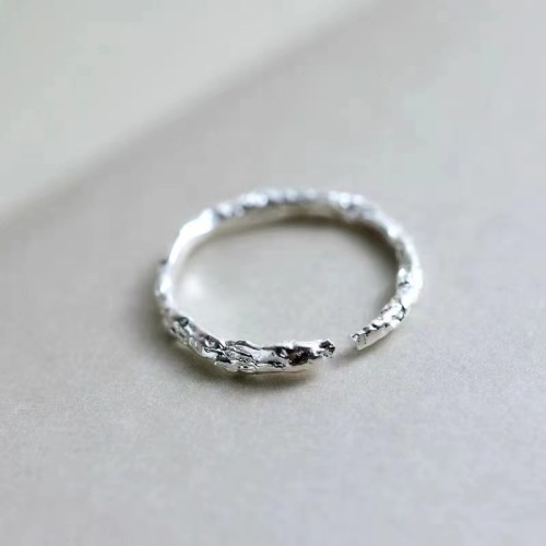 s925 silver texture ring irregular texture ring simple opening adjustable tin foil single ring hipster versatile