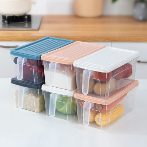 plastic tape handle storage box household daily crisper refrigerator fruit and vegetable food organize and storage separated transparent box