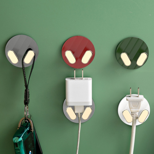 Light Luxury Punch-Free Plug Hook Holder Strong Adhesive Traceless Nail Wall-Sticking Socket Hook Power Cord Storage