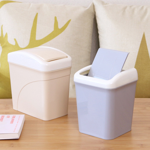 mini trash can plastic desktop coffee table square with lid korean cute simple small bedside table trash can
