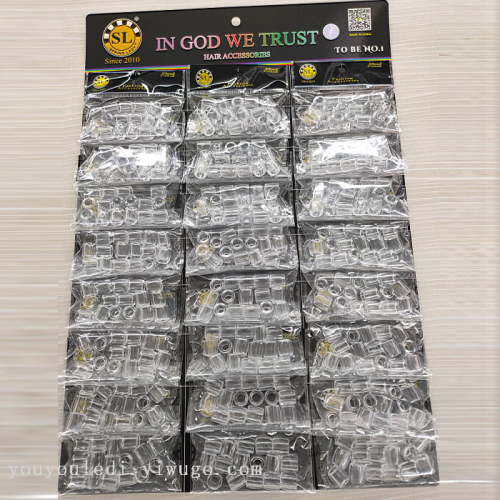 Hair Ring Dirty Braid Buckle Hot Selling Transparent beads Big Small Sticky Black Card Wholesale Hair Accessories