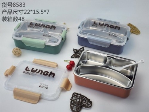 new stainless steel lunch box thermal insulation kid heat insulated with lid separated lunch box bento box daily necessities