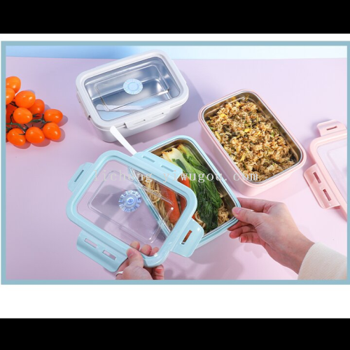 stainless steel plastic lunch box portable lunch box simple student rectangular lunch box daily necessities