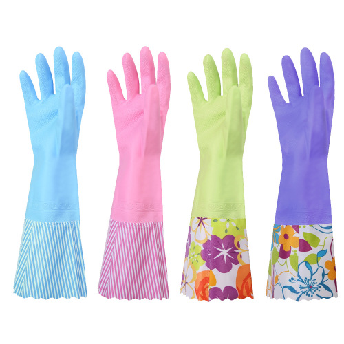 Xinqing Fleece-Lined/Summer/PVC Household Gloves Washing and Washing Clothes Open Wave Warm Gloves