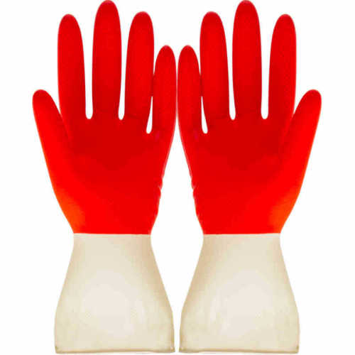 Xinqing Household Red and White Two-Color Dishwashing Gloves Household Cleaning Laundry Kitchen Dishwashing Gloves Rubber