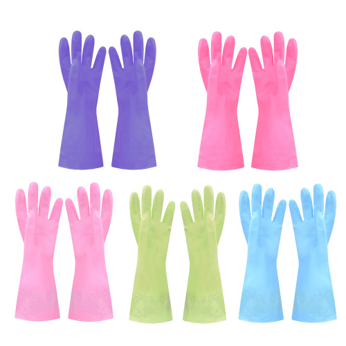 Xinqing [Single Layer] Household Gloves PVC Color Short cleaning Laundry Washing Thickened Durable Stain-Proof