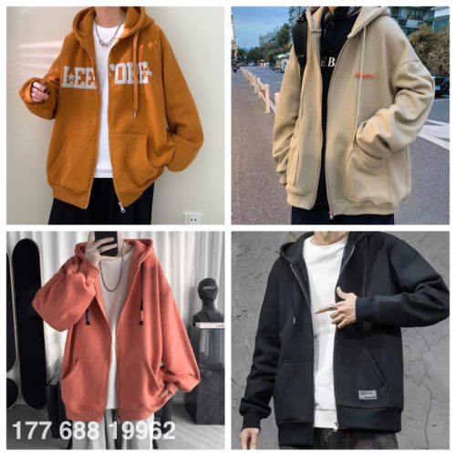 2024 autumn and winter tail goods men‘s brushed hoody stall hot sale korean casual loose men‘s hooded sweater