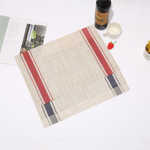 Milan Striped PVC Placemat New Chinese Simple Western-Style Placemat Linen-like Dining Table Cushion Hotel Household Coasters