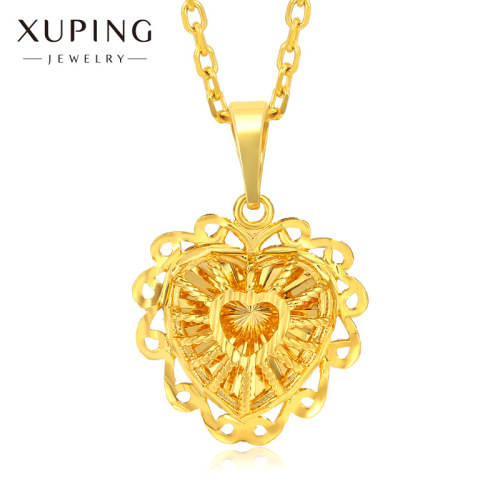 Xuping Jewelry Fashion Retro Hollow Heart Pendant Palace Style Elegant Graceful Exquisite Lace Love Heart Pendant