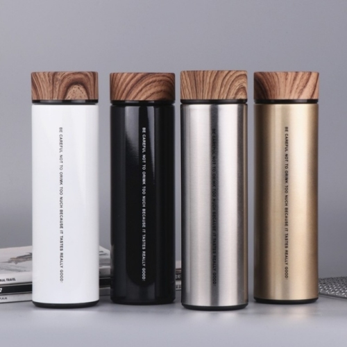 wood grain cover 304 stainless steel thermos cup