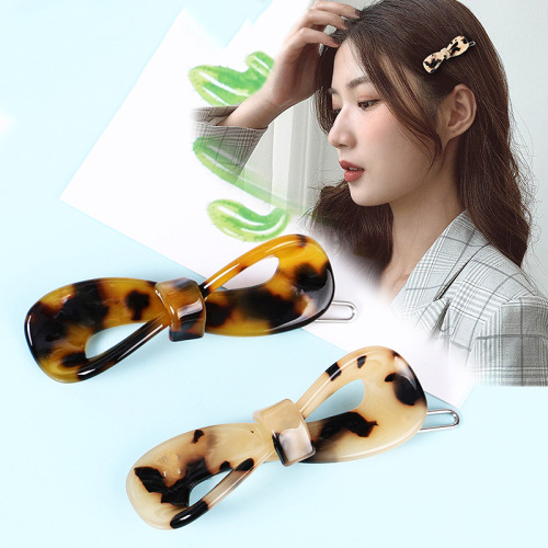 High-End Fashion Leopard Print Side Clip Korean Frog Buckle Clip Bangs Clip Hair Accessories Japanese and Korean Style Hairpin Barrettes Headdress