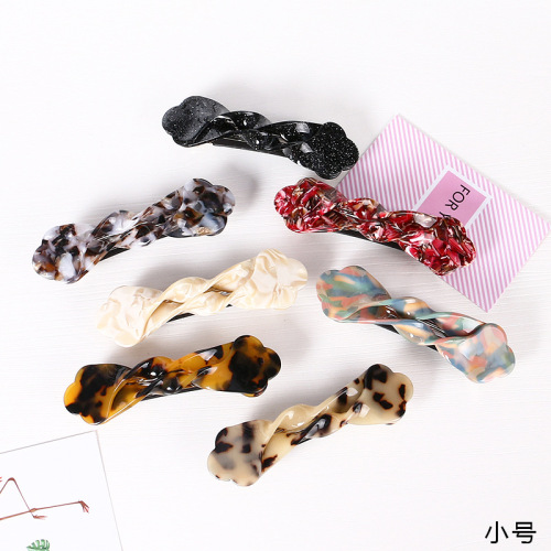 Korean Adult Leopard Print Hair Pin Simple Small Back Spoon Ponytail Spring Clip Female Hairpin Barrettes