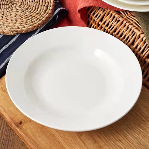 Household Soup Plate Ceramic Tableware Nordic White Plate Hotel Supplies Bowl Dish Plate