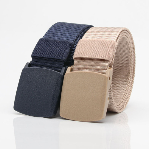 Outdoor Men‘s and Women‘s Nylon Belt Student Military Training Belt breathable Plastic Buckle Canvas Belt Female Factory Wholesale