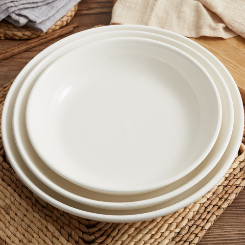 pure white ceramic nest plate deep tray pieces dish household bone china tableware steamed egg soup deep plates