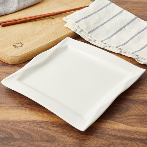 Square Diamond Plate Square Fruit Plate Western Cuisine Plate Hotel Pure White Ceramic Tableware Dish 