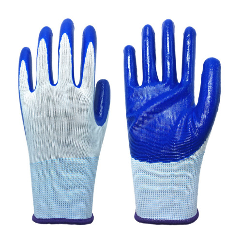 Xinqing 13-Needle Nitrile Impregnated Latex Labor Protection Gloves Wear-Resistant Construction Site Work Coated Nitrile Rubber Nitrile Gloves