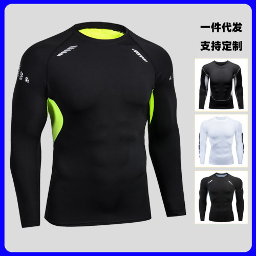 europe and america cross border high elastic workout clothes men‘s tight quick-drying basketball clothes moisture wicking running long sleeve sports training clothes