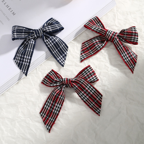 Korean Classic Scottish Plaid Handmade Bow Jewelry DIY Girls‘ Fashion Clothing