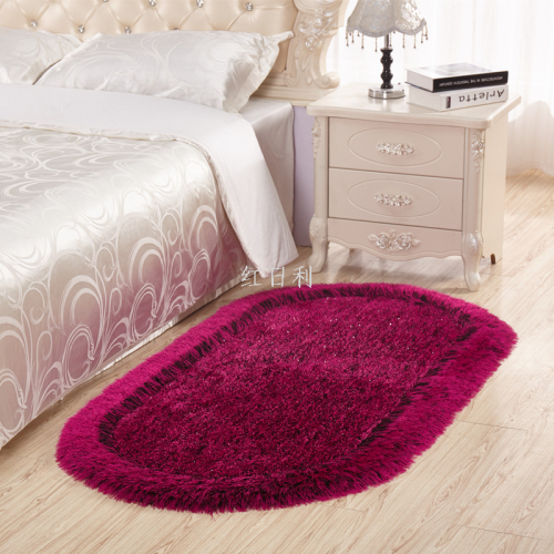 rectangular/oval long wool three-dimensional bedside foot mat living room coffee table thick elastic silk carpet mat