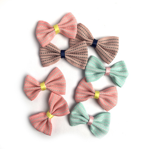 woven color new fabric plaid bow diy jewelry accessories pleated handmade ribbon mobile phone shell accessories hair accessories