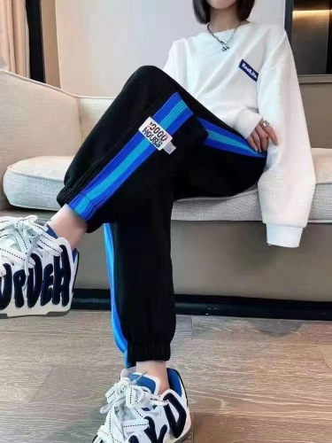 casual sweatpants women‘s spring/summer 2022 new patchwork color ribbon side stripe loose ankle-tied harem sports pants