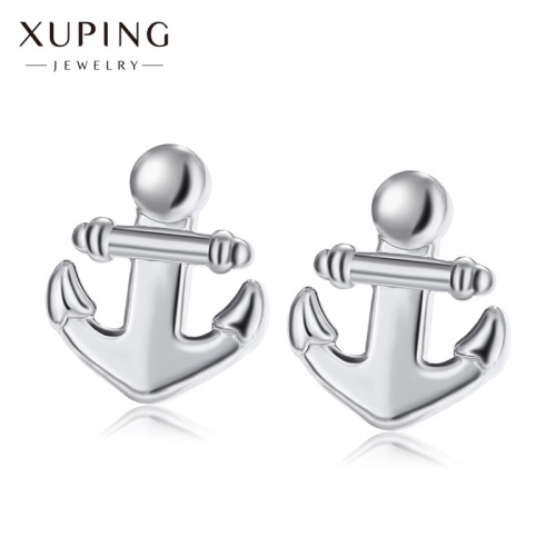Xuping Jewelry Cross-Border European and American Fashion Personalized Anchor Earrings men‘s and Women‘s Niche Design Cold Wind Ear Studs Wholesale
