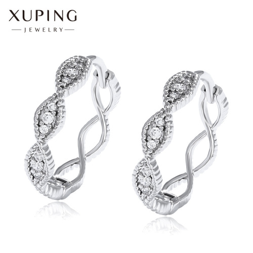 xuping jewelry alloy inlaid zirconium twist earrings female japanese and korean fashion temperament ear buckle ear ring cold wind earrings wholesale