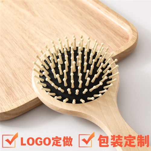 manufacturer hemu large round comb hair massage comb lotus wood hair comb airbag curling comb air cushion