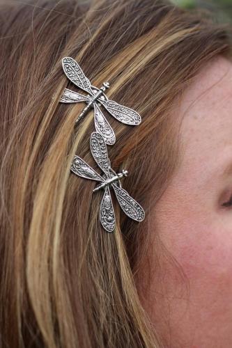 Hot Sale Vintage Ancient Silver Word Dragonfly Barrettes Simple Hair Clip Barrettes Bride Barrettes
