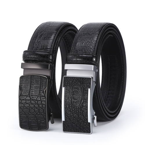 New Popular Leather Belt Men‘s Casual Business All-Match Comfort Click Belt Crocodile Pattern Pant Belt Factory Wholesale with Goods