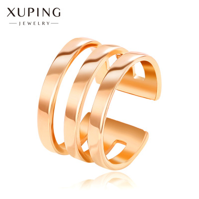Xuping Jewelry Wide Three-Layer Twin Alloy Ring Wholesale Women's Simple Fashion in Europe and America Personalized Index Finger Ring