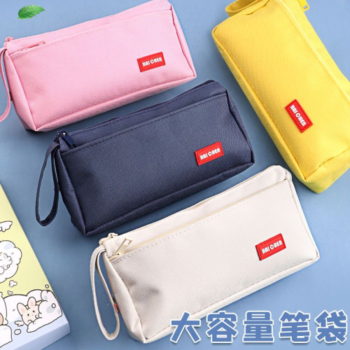 2022 New Pencil Case Popular INS Simple Large Capacity Canvas Middle School Student Stationery Box Portable Pencil Bag Niche