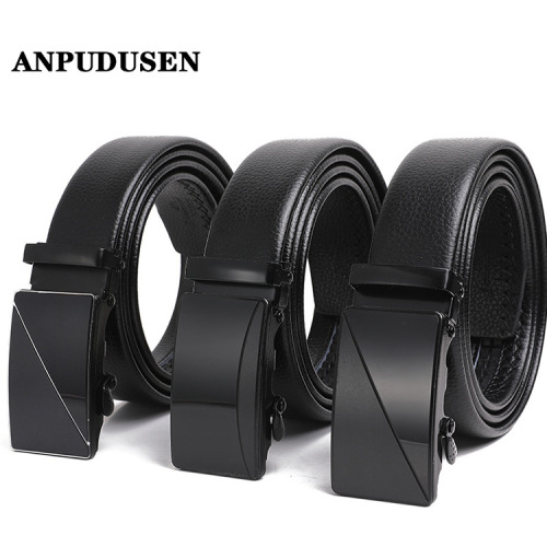 popular all-match men‘s automatic buckle belt black litchi pattern all-inclusive men‘s casual belt factory spot wholesale