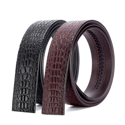 new crocodile pattern litchi pattern first layer second layer cowhide men‘s automatic buckle belt without buckle waist belt wholesale