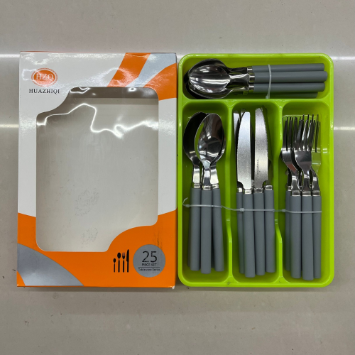 stainless steel 24-piece set color plastic handle knife， fork and spoon fruit knife steak knife tableware suit
