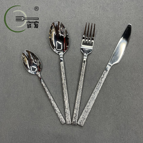 [Chengfa Tableware] 410 Stainless Steel Tableware Steak Knife and Fork Spoon 4cm Thick Stone Pattern Tableware Hotel Tableware