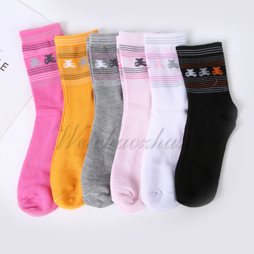 Women‘s Spring and Summer Japanese Ins Style Trendy Mid-Calf Length Socks Korean Style Embroidered Women‘s Socks Wholesale New Cotton Middle Tube Socks Women‘s